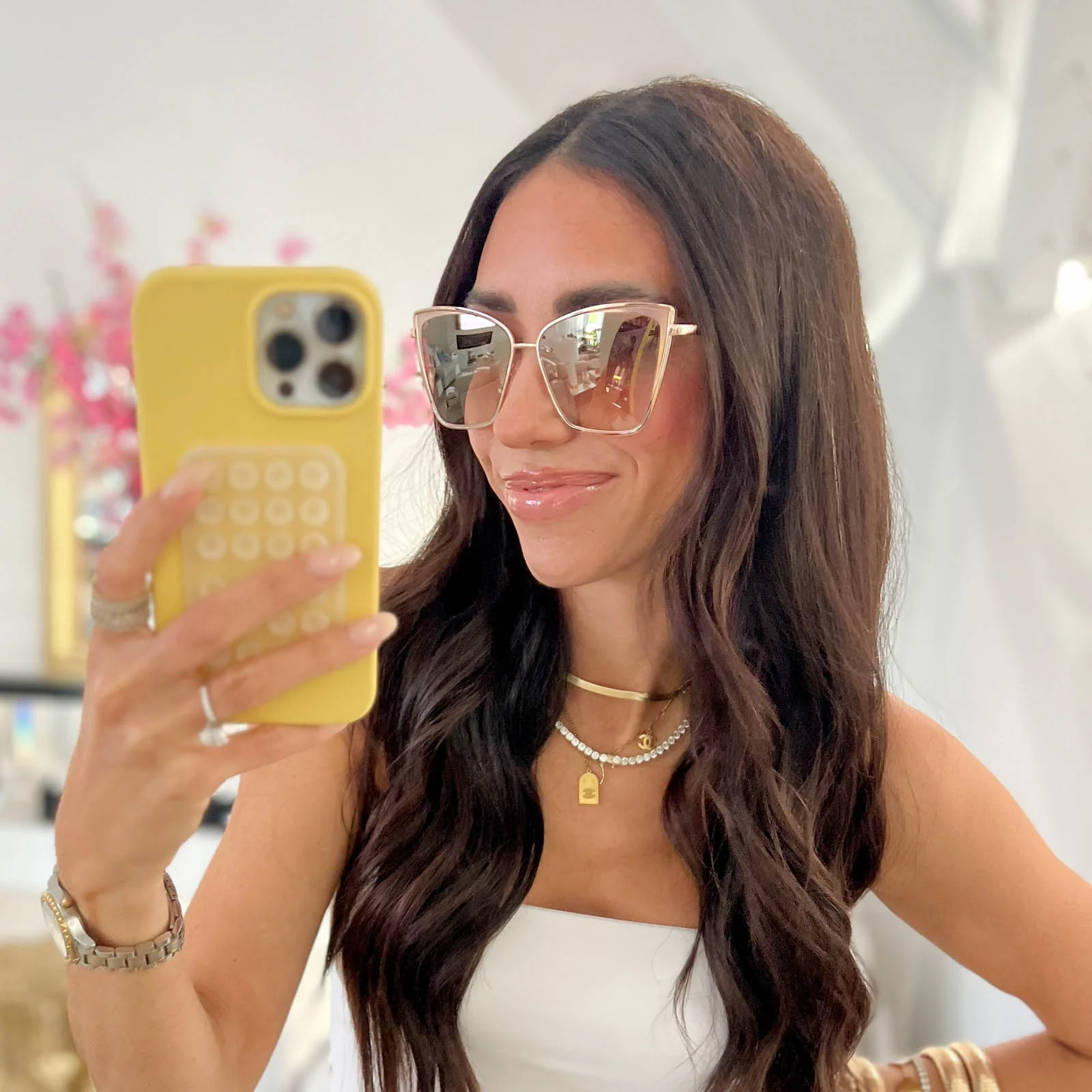 BECKY - GOLD + FLASH BROWN GRADIENT SUNGLASSES - Image 14