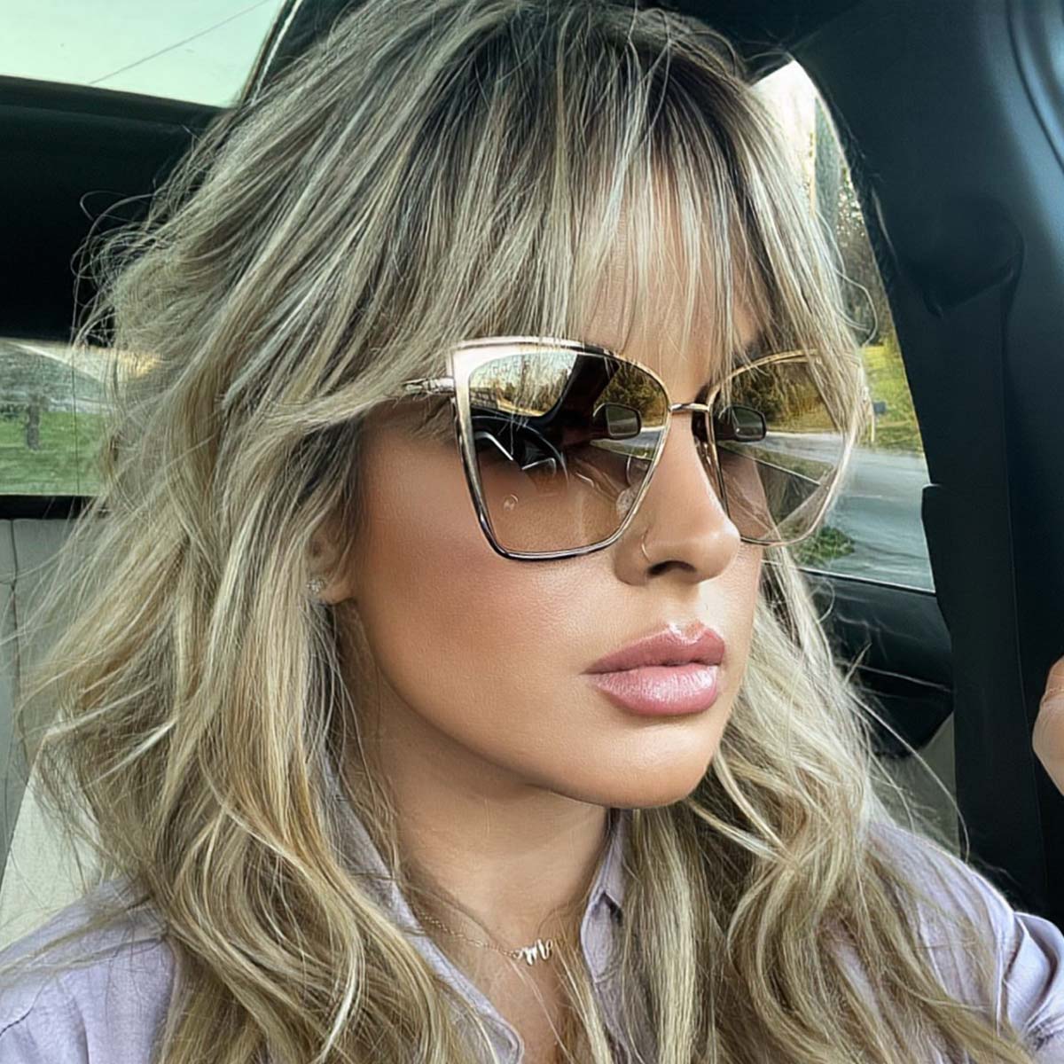 BECKY - GOLD + FLASH BROWN GRADIENT SUNGLASSES - Image 7