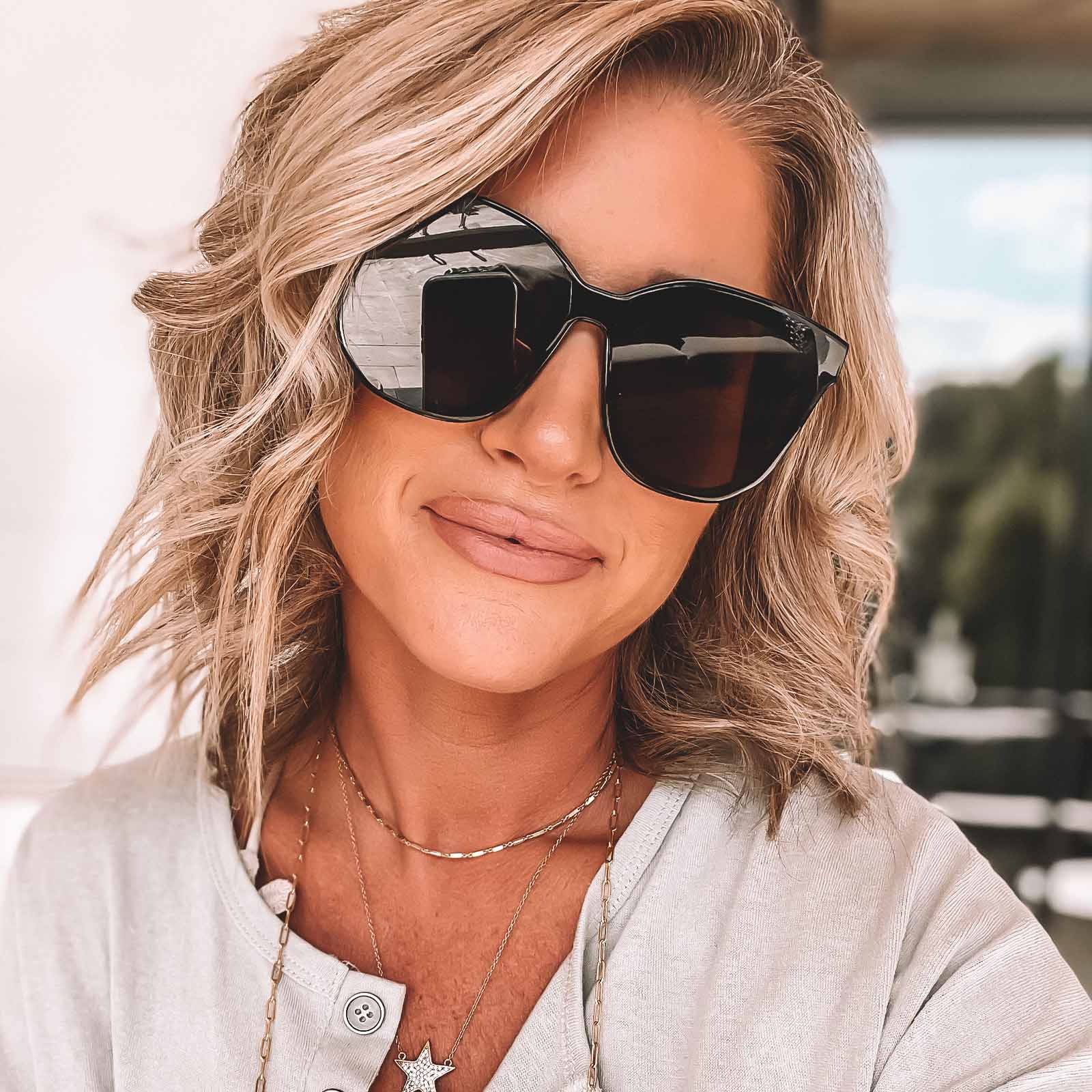 GIA - CREAM TORTOISE + GREY SUNGLASSES - Image 5
